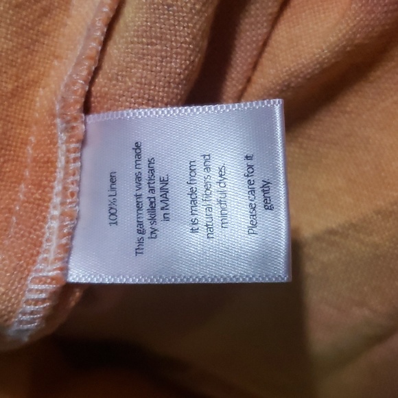 Studio 412 Linen Shift Dress Orange Hand Dyed Fringe Pockets - Picture 4 of 4